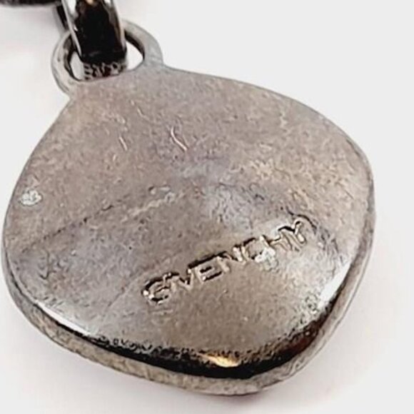 GIVENCHY Signed Ruby Red Crystal Pendant Silvertone Necklace Vintage 16" - Picture 7 of 16